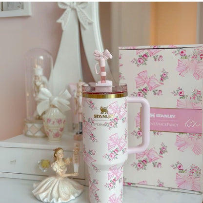 Stanley Tumbler – White Sakura Bloom (40oz - Limited Edition - Premium Inspired - Gift Box)