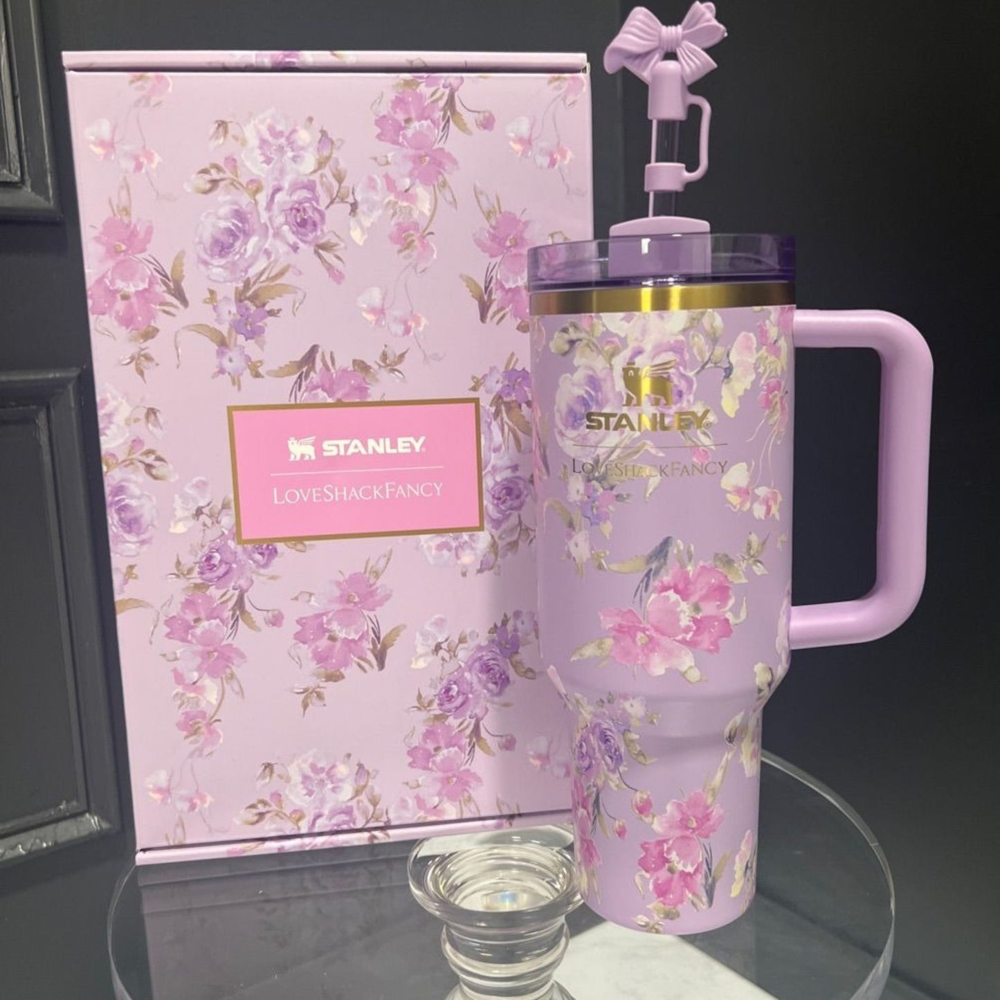 Stanley Tumbler – Powder Blue Garden (40oz - Limited Edition - Premium Inspired - Gift Box)