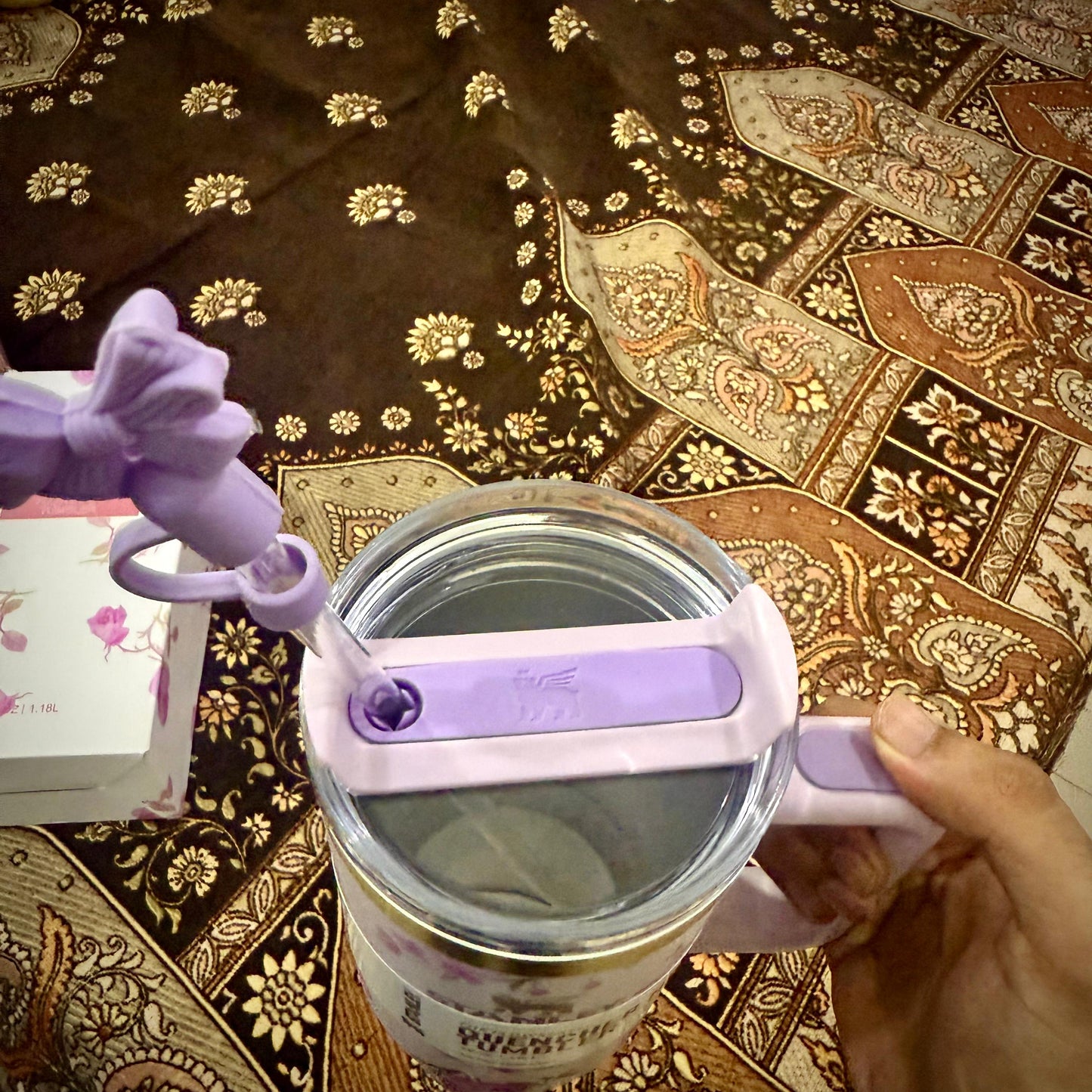 Stanley Tumbler – Powder Blue Garden (40oz - Limited Edition - Premium Inspired - Simple Box)