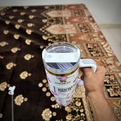 Stanley Tumbler – White Sakura Bloom (40oz - Limited Edition - Premium Inspired - Simple Box)