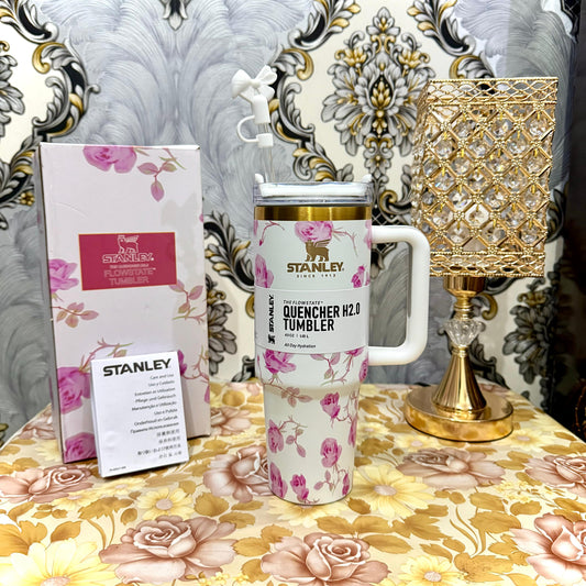 Stanley Tumbler – White Sakura Bloom (40oz - Limited Edition - Premium Inspired - Simple Box)