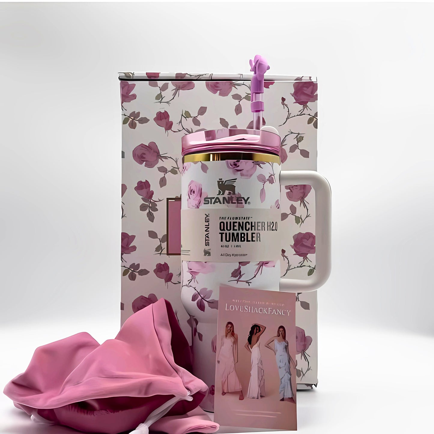 Stanley Tumbler – White Sakura Bloom (40oz - Limited Edition - Premium Inspired - Gift Box)