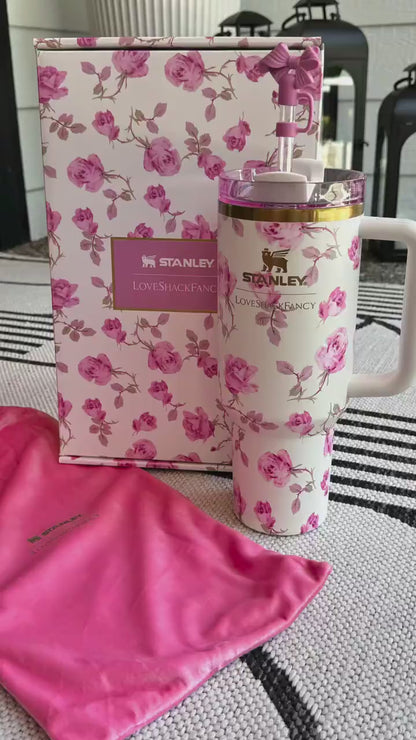 Stanley Tumbler – White Sakura Bloom (40oz - Limited Edition - Premium Inspired - Gift Box)