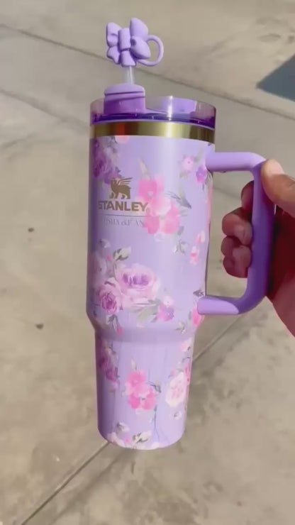 Stanley Tumbler – Powder Blue Garden (40oz - Limited Edition - Premium Inspired - Gift Box)